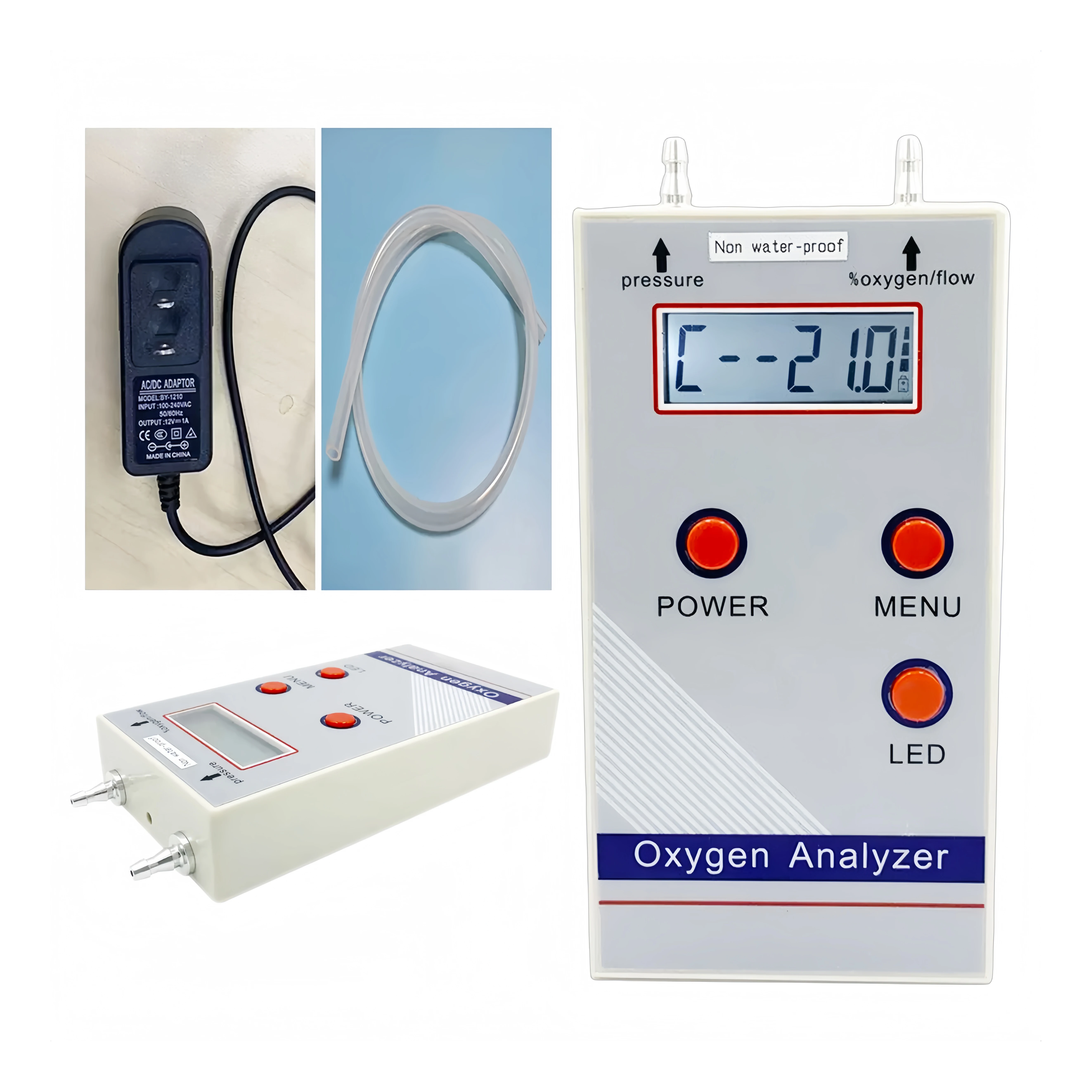 RP-01 Rechargeable Meter Portable O2 Purity Concentration Sensor Gas Flow And Pressure Test Detector Ultrasonic  Analyzer