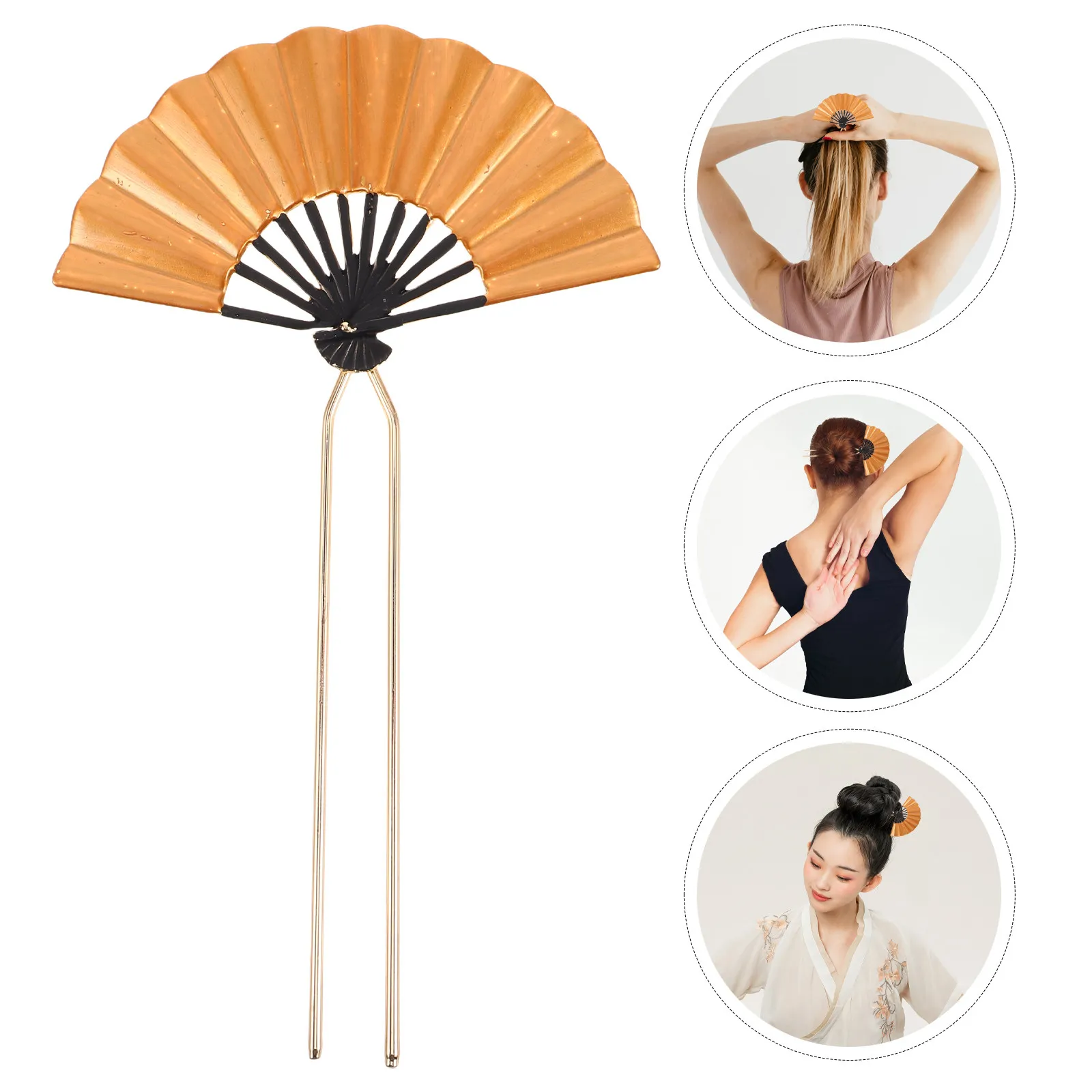 

Vintage Fan Shaped Hairpin Women Zinc Alloy Retro Hair Stick for Buns Classical Oriental Hair Jewelry Decorative Styling