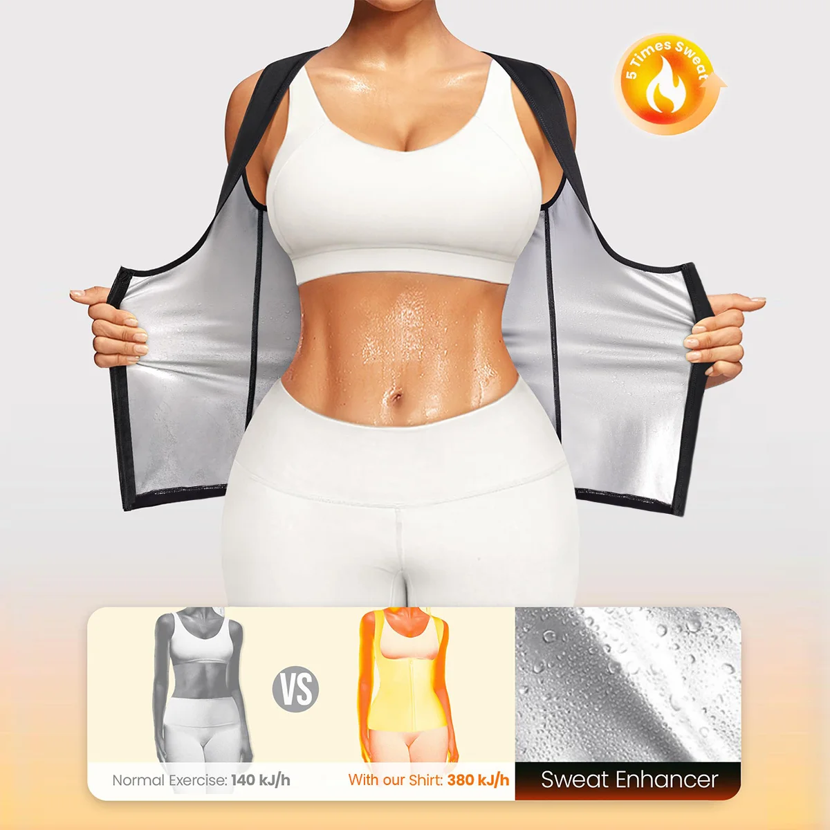 1PCS Women’s Sweat Vest for Weight Loss – Heat-Trapping Sauna Tank Top, Slimming Workout Shirt with Compression for Faster Sweat view 3