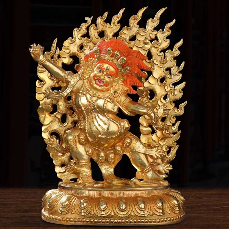 Copper101-inch Anger Lotus Master Buddha Statue, Fully Gilt, for Home Worship, Buddhist Altar Ornament, Anger Lotus Master Guard