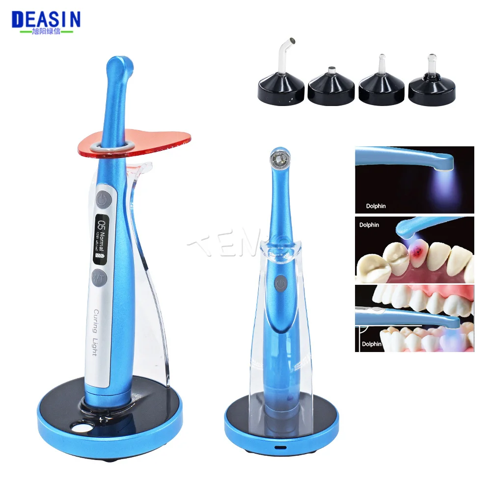 

Dental Dolphin Lamp LED Curing Light Wide Spectrum1 Second Metal Body With Caries Detector Built And Meter Max 2600 mW/cm²