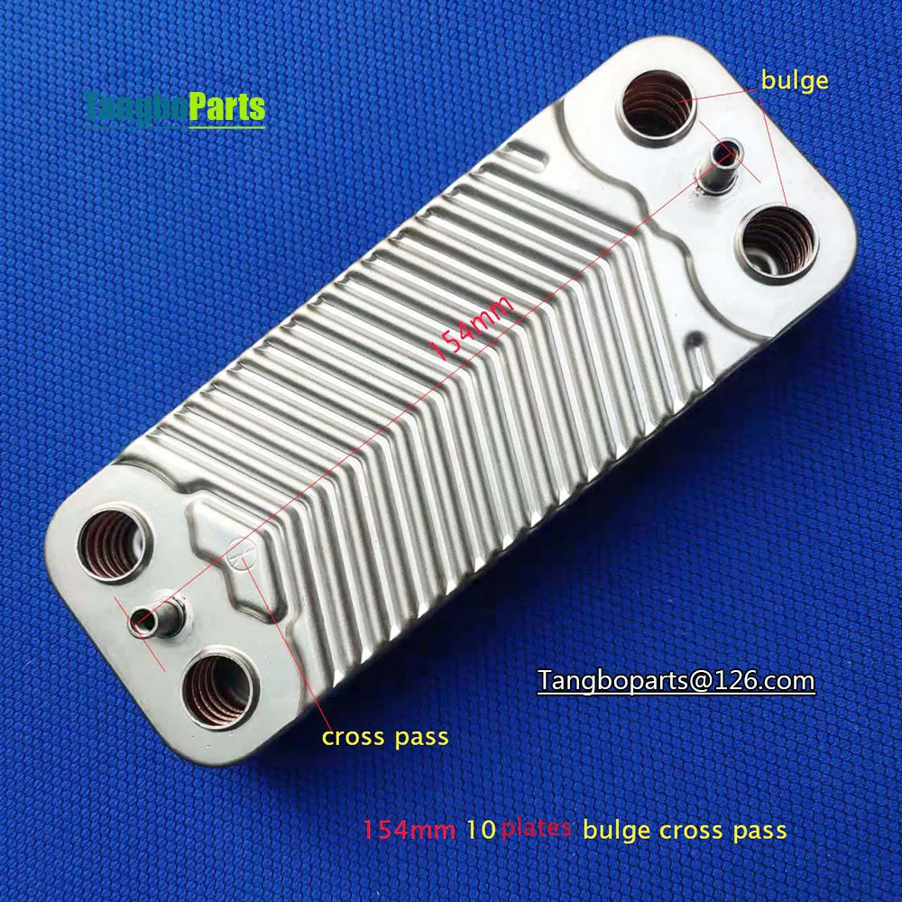 Stainless Steel Secondary Heat Exchanger 154mm 10 Plates Heat Exchanger For Vaillant Beretta Gas Boilers Replacement