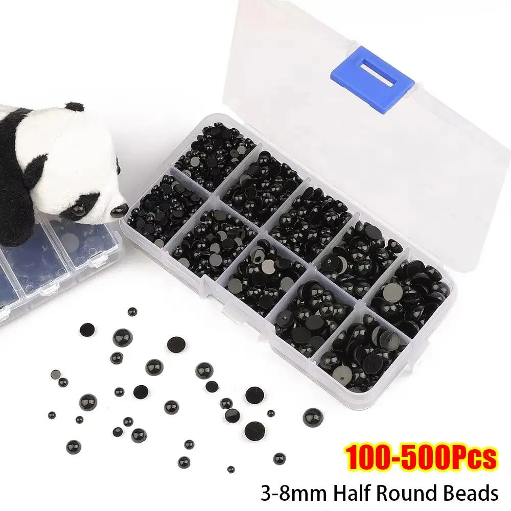100-500Pcs New 3-8mm Half Round Beads Black Round DIY Crafts Eyes Accessories Plastic Toy Eye Bead For Bear Doll Animal