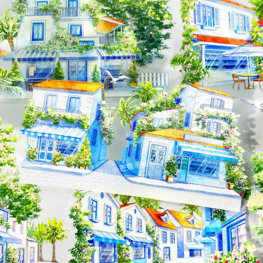 Washi Pet Tape Island Street Villa Café & Bar Themed Samples & Stickers for Journal Decoration