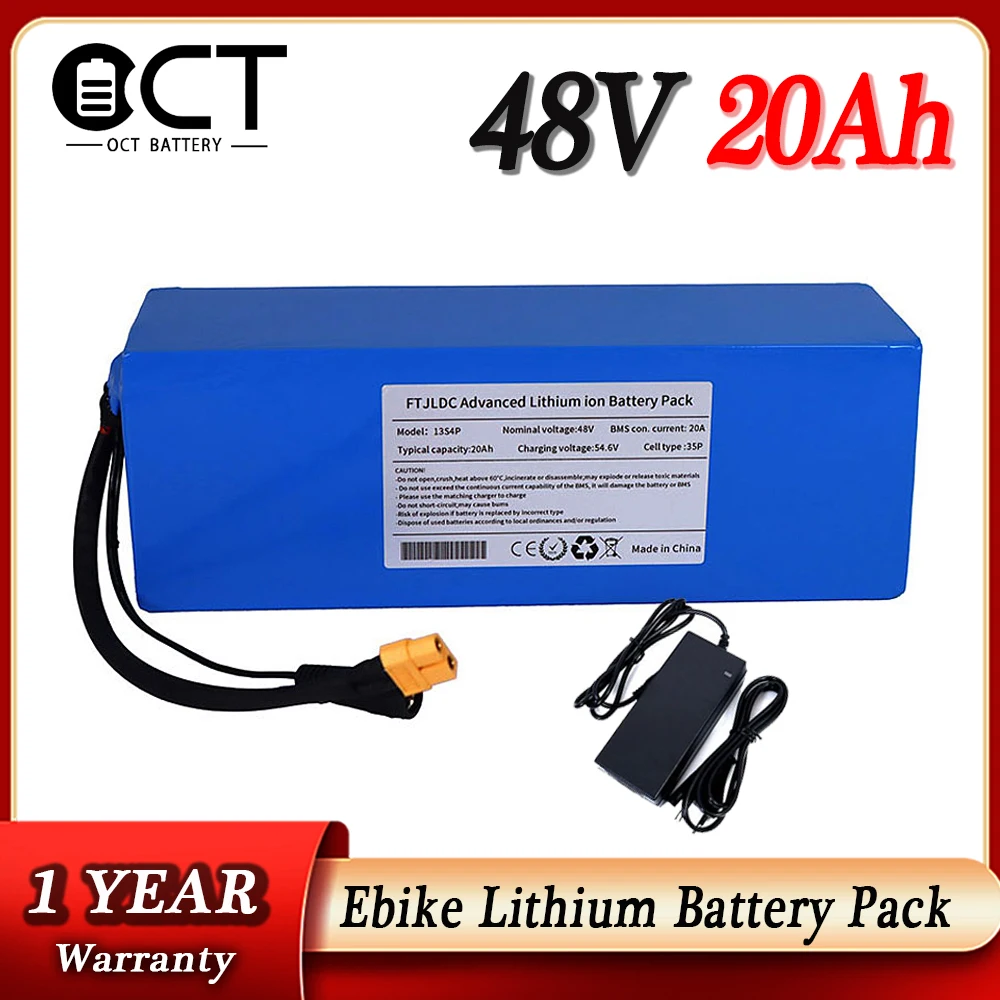 Ebike Lithium Battery Pack, Electric Bicycle Battery, 48V, 20Ah, 8Ah, 36V, 13Ah, 14.4Ah, 350W, 500W, 750W, 1000W Motor