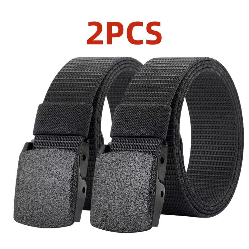 2pcs men's daily leisure belts, non-metallic outdoor sports leisure belts, and student canvas belts