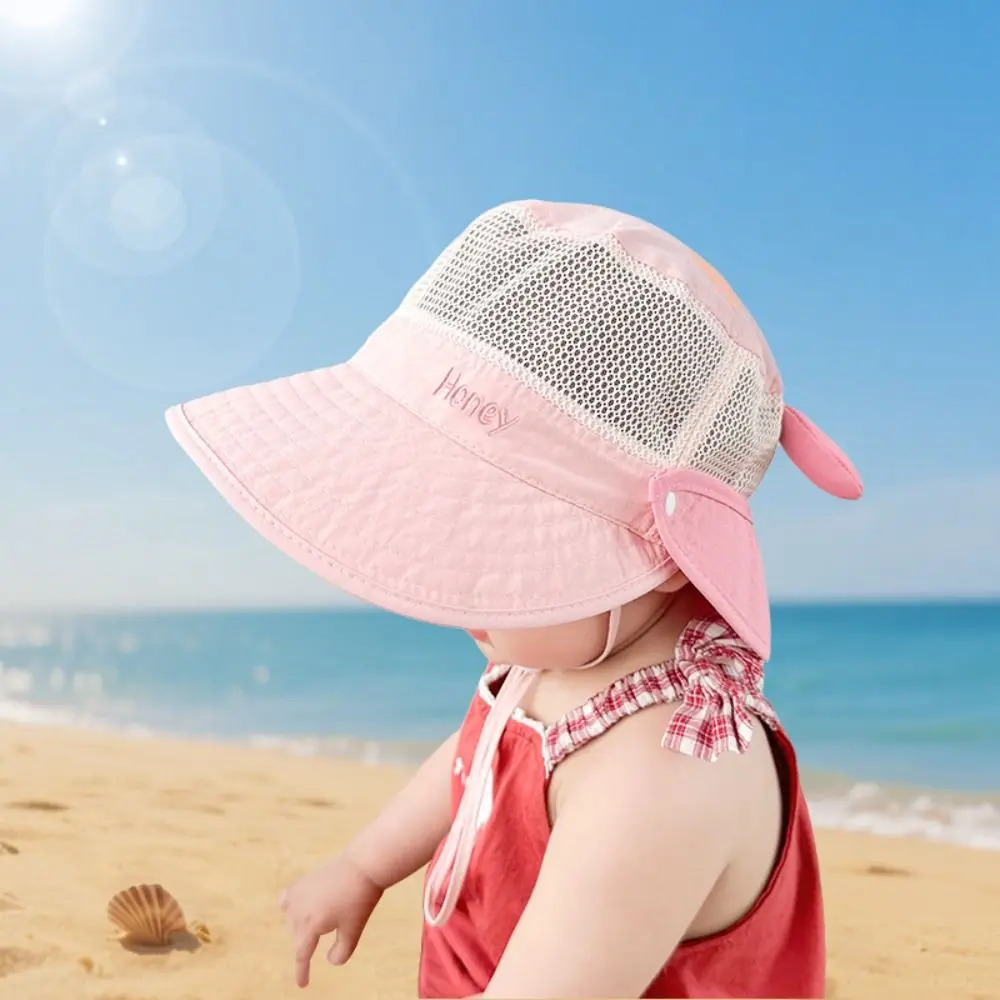 

Quick-dry Cartoon Animal Bucket Hat Detachable Mesh Summer Kid Sunhat Anti-UV Sun Hat Letter Embroidery Children's Fisherman Hat