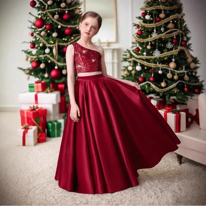 

Christmas Girls Princess Party Dress Piano Violin Gown Wedding Birthday Celebration Performance Pageant Host Model Show