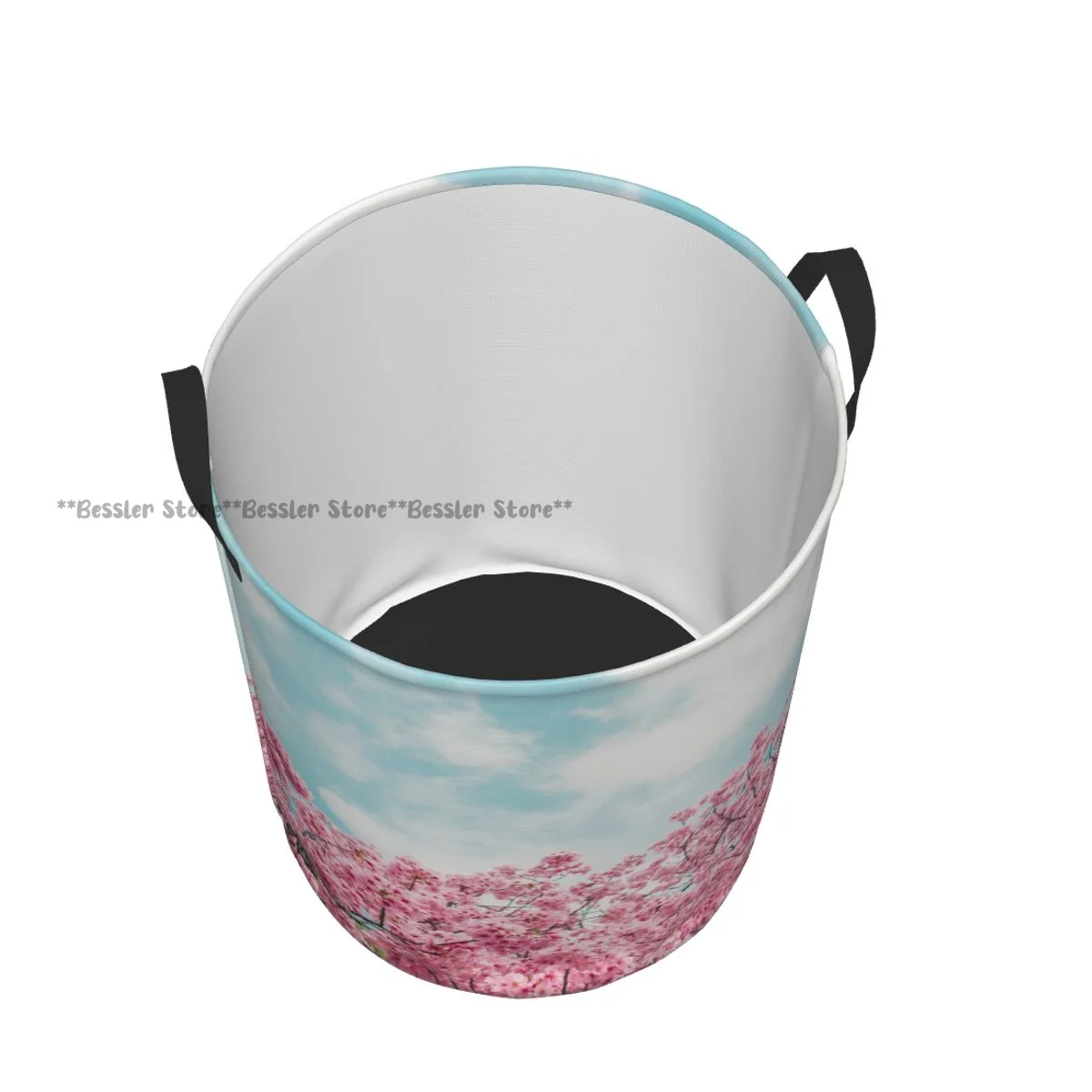 Dirty Laundry Basket Spring Cherry Blossom Sakura Over Blue Sky Folding Clothing Storage Bucket