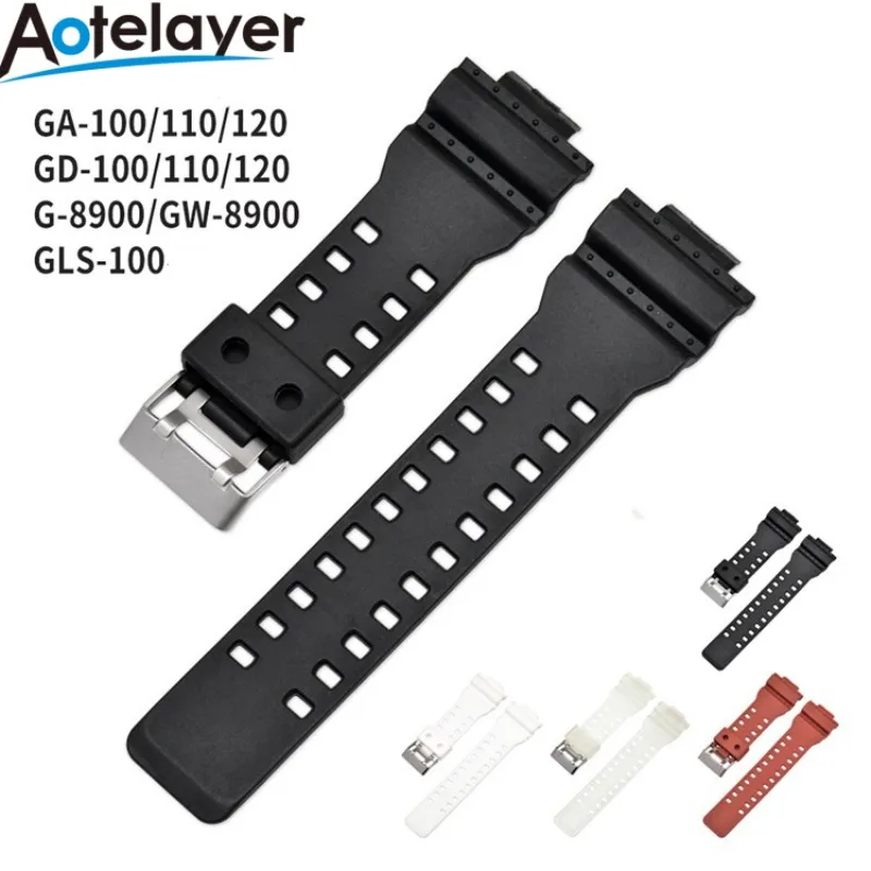 

16mm Silicone Rubber Watch Band Strap Fit For Casio G Shock GD-100 G-8900 GA100/110/120/GD100/120/GA300 Watch Band Accessories