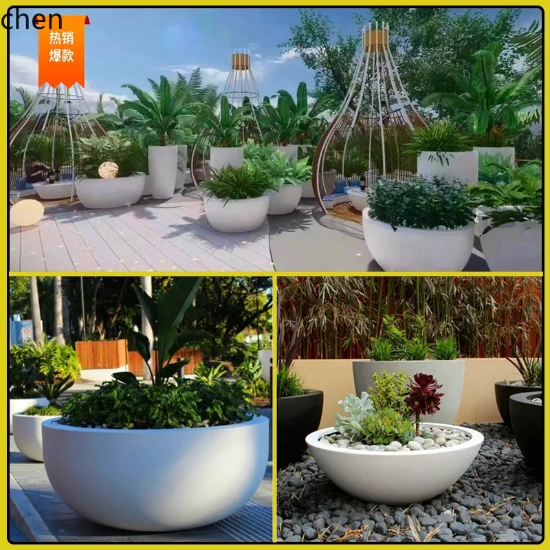 YY-Large Diameter Flower Pot Simple Sales Office Outdoor Courtyard Terrace Tree Pond Extra Large Tree Planting Flower Box