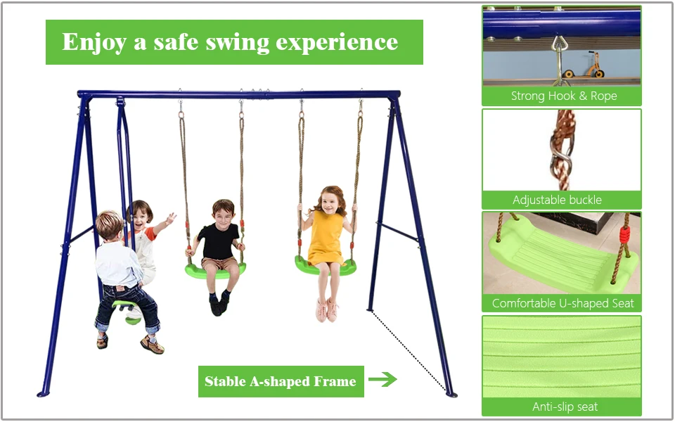 Factory Customized Kids 4 Seats Outdoor School Play Ground Swing Set