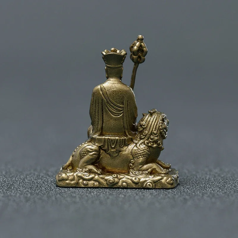 Buddha statue of King Ksitigarbha Bodhisattva brass ornaments mini portable Buddha study decorations