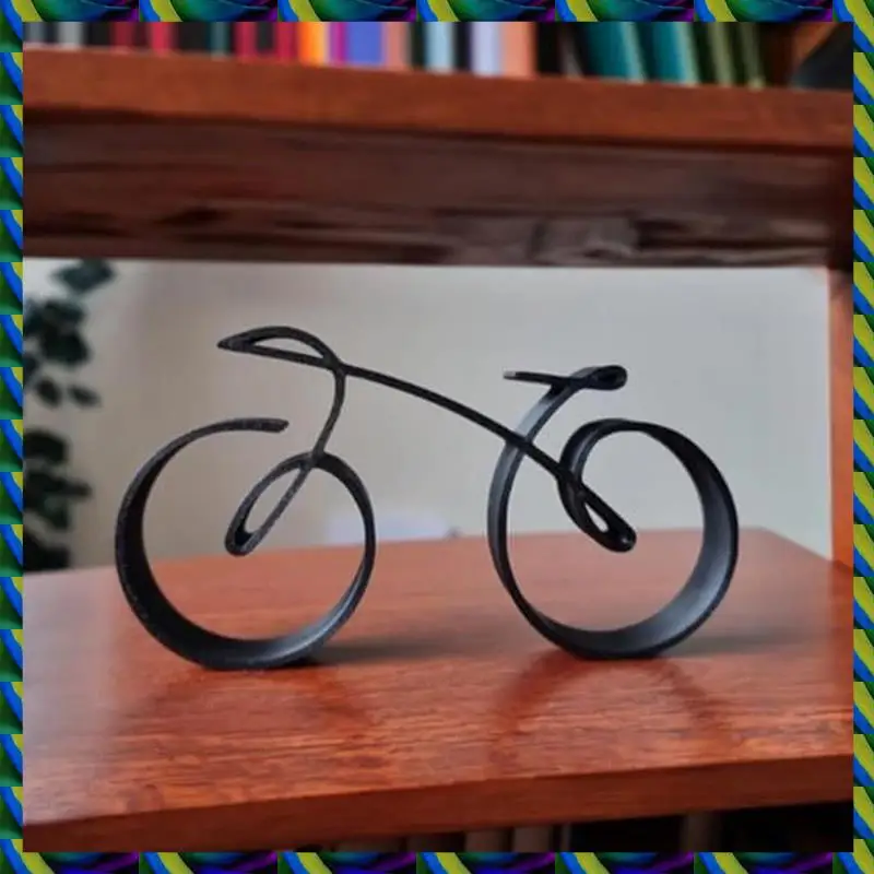 毎日の自転車彫刻ワイヤーフレームスタイル、黒い自転車ラインアート彫刻、自転車アート装飾、自転車愛好家のための女性のための耐久性