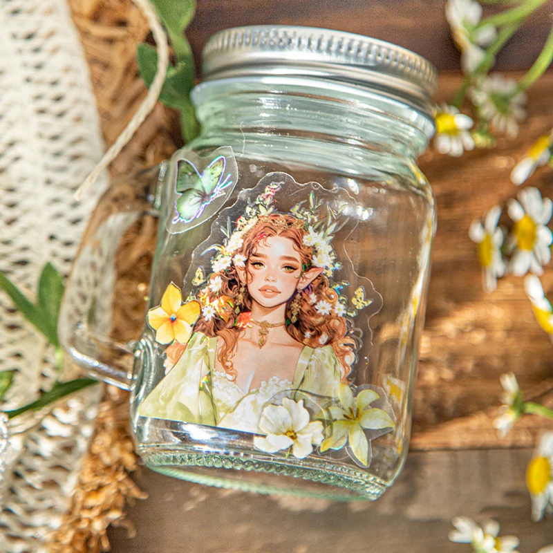 Mr Paper, 6 styles, Spring Flower Messenger Series Spring Girl Theme PET Stickers, DIY Handbook Decorative Stickers