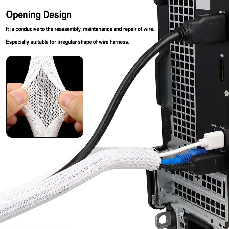 ID3mm ~ 50mm PET opening self winding braided sleeve flame retardant, wear-resistant and stretchable wire cable sheath