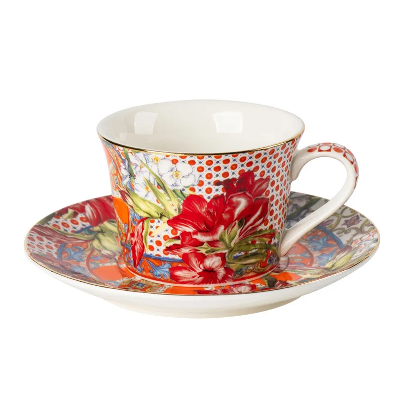 Flowering Coffee Cup Saucer Ceramic Ladies Personal Exquisite Afternoon Tea Latte Cup American Coffee Cup