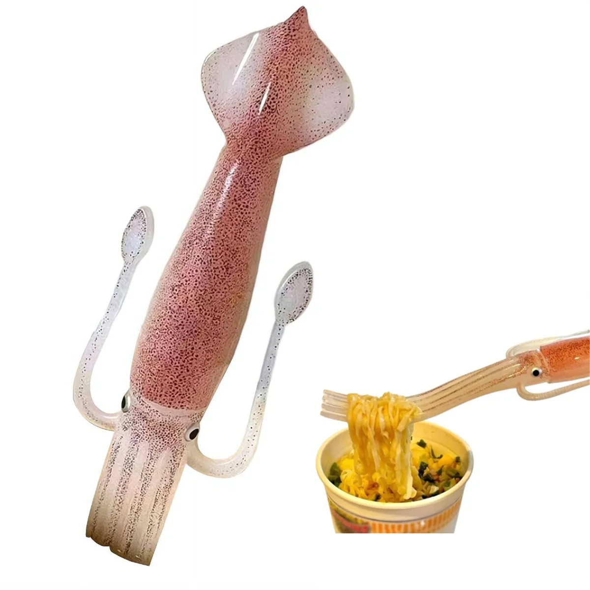 Y31A 2PCS 국수 포크, 문어 모양 국수 포크, 플라스틱 오징어 포크, 재미있는 주방 가제트, 열 실리콘 기구