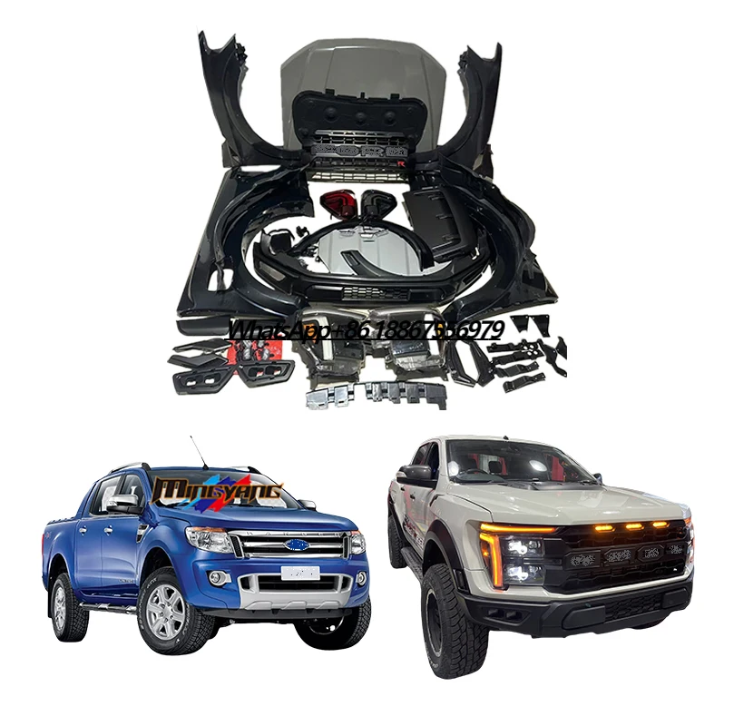 PP Plastic T6 T7 T8 Upgrade to F150 Raptor 2025 Facelift Car Bumper Accessories Bodykit for Ford Ranger 2012-2021 Body Kit