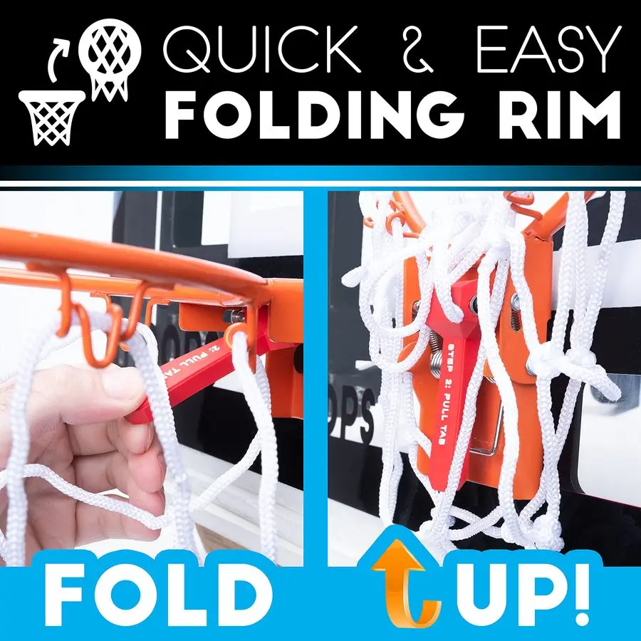 벽걸이형 농구 골대 완전히 조절 가능 파손 방지 액세서리 포함, 검정색 흰색