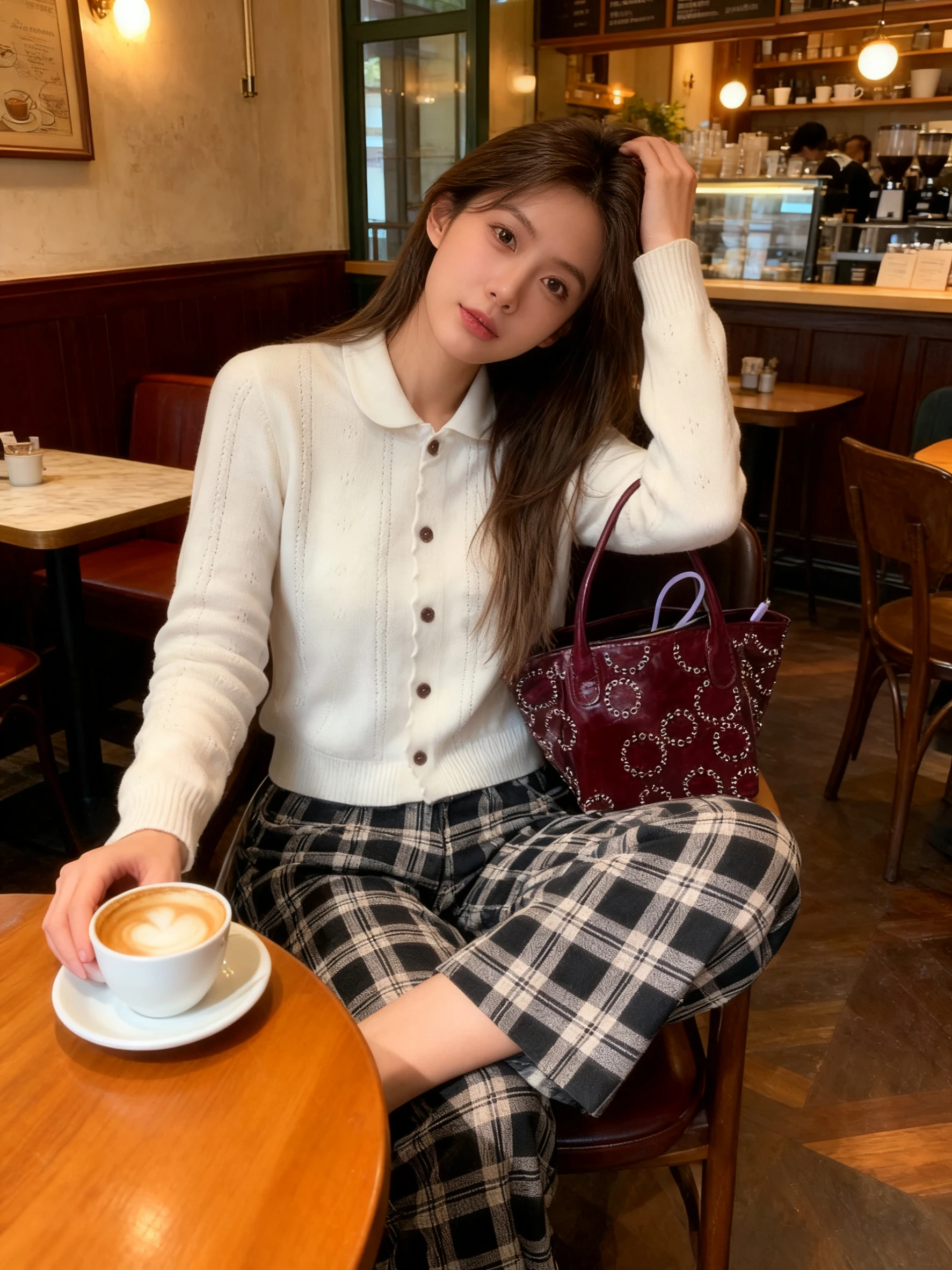 

Уникальный красивый вязаный длинный женский кардиган с воротником Питера Пэна све, облегающий базовый кардиган на зиму 2025 г.