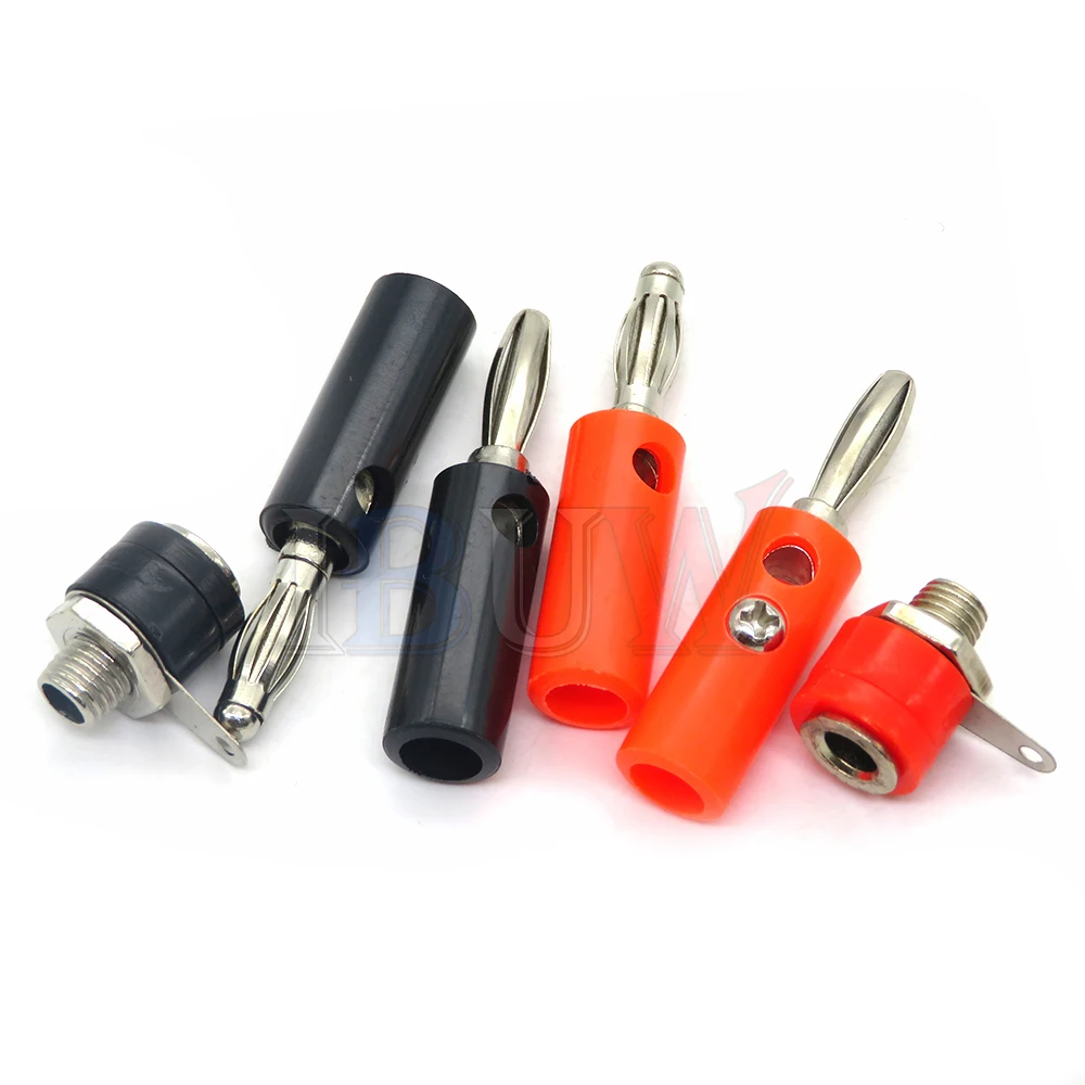 New 4mm Red Black Male Female Banana Plug Audio Speaker Jack Amplifier Adapter Screw Terminal Binding Post Socket Connector
