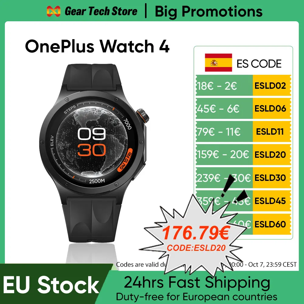 Nuovo Oneplus Watch 4 Versione Globale 2026, Smartwatch con Processore Snapdragon W5, fino a 16 Giorni di Autonomia della Batteria