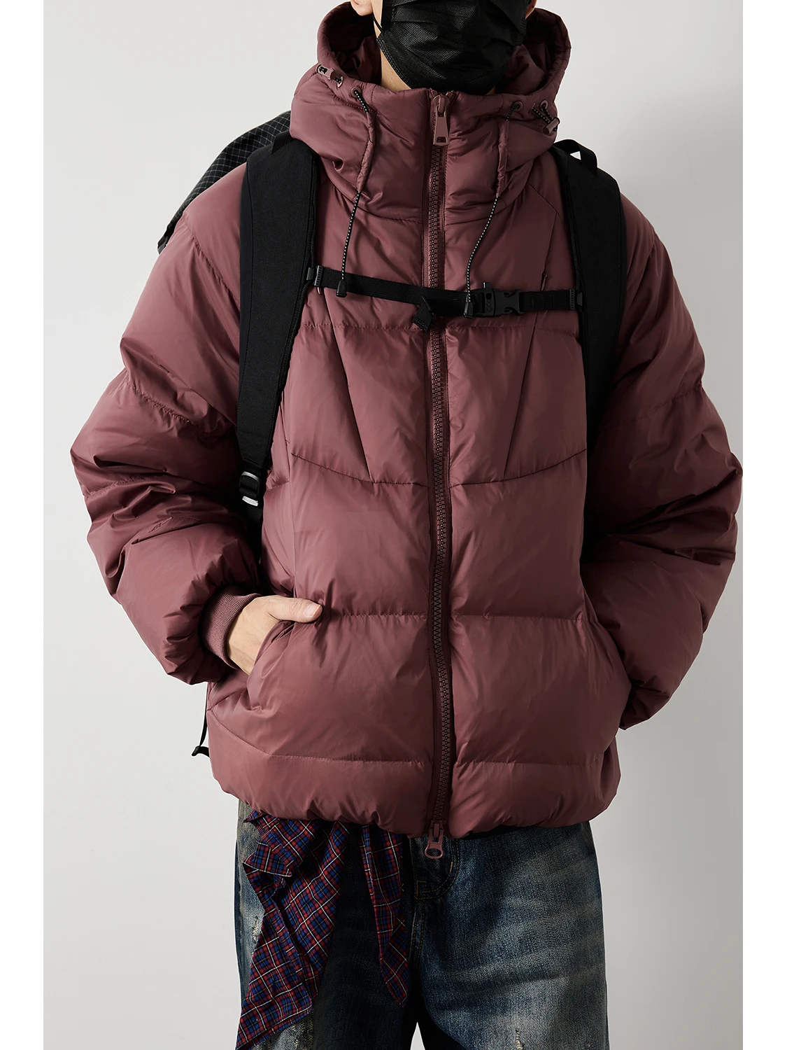 

LH Store Multi-Color Basic Versatile Warm Bread Coat 90 White Du down Hooded down Jaet Youthful Japanese Sle Long Sve