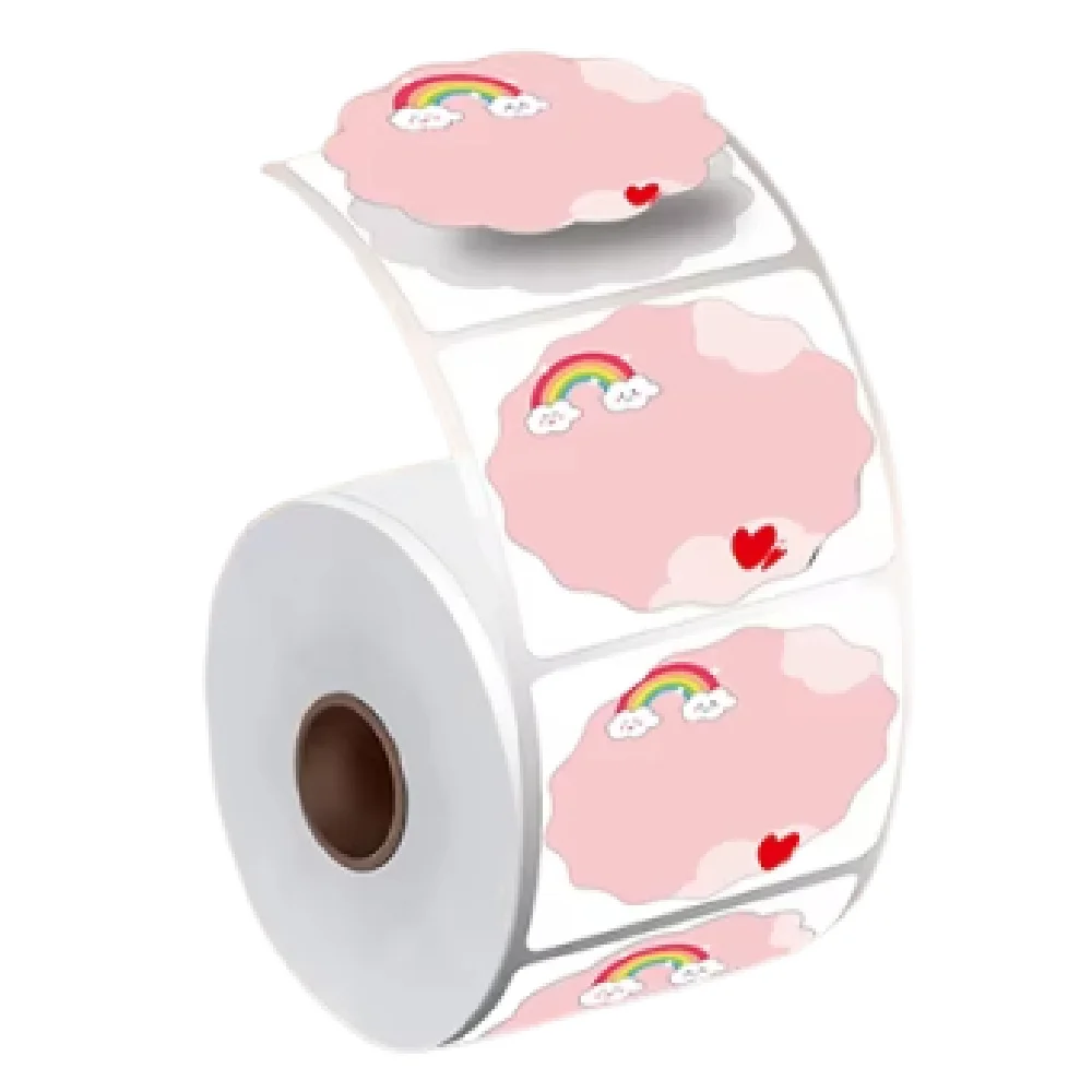 140/230Pcs Rainbow Thermal Printer Label Waterproof Tear Resistant Blank Label Sticker Cartoon DIY Self-Adhesive Thermal Paper