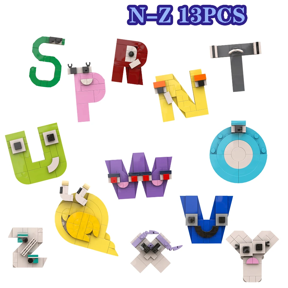 26-Stil Alphabet Bausteine Englisch Buchstaben Lore Puzzle Alphabet Form Passenden Moc Ziegel Montessori Spielzeug Für Kinder