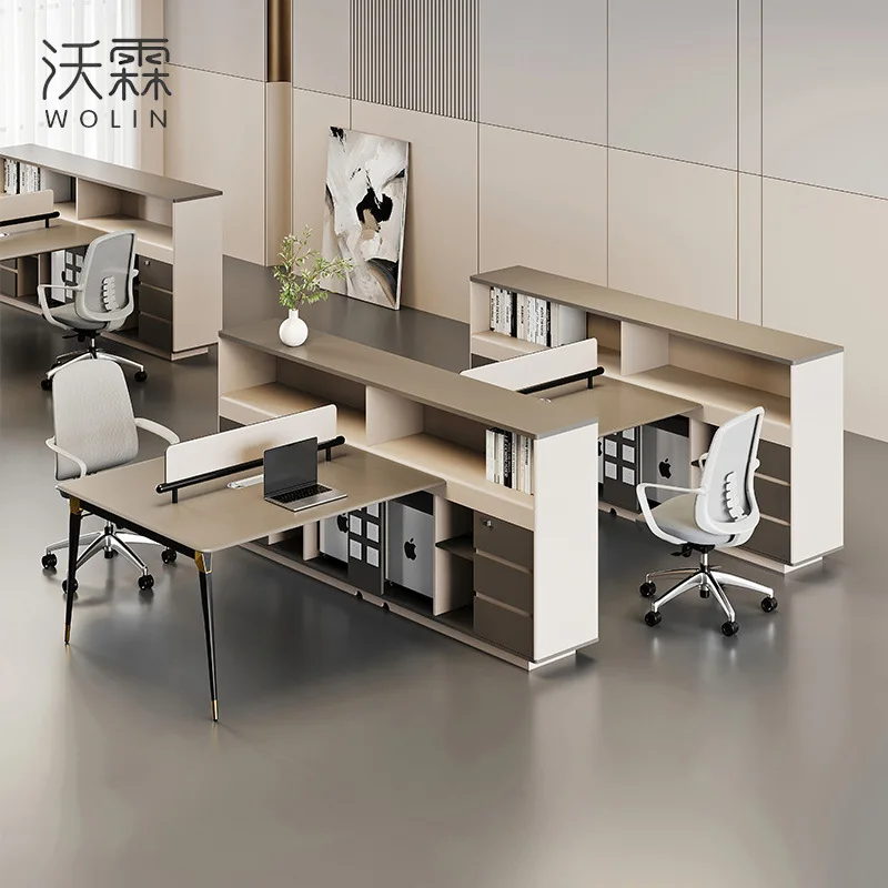 Table and chair combination company 4 people 6 double simple desk office staff table