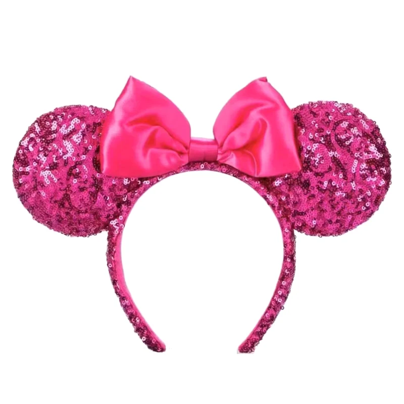 Disney Mickey Mouse Ear Headband For Women Disneyland Mickey Ears Plush Sequin Birthday Gift Party Cosplay Girls Accessories Toy