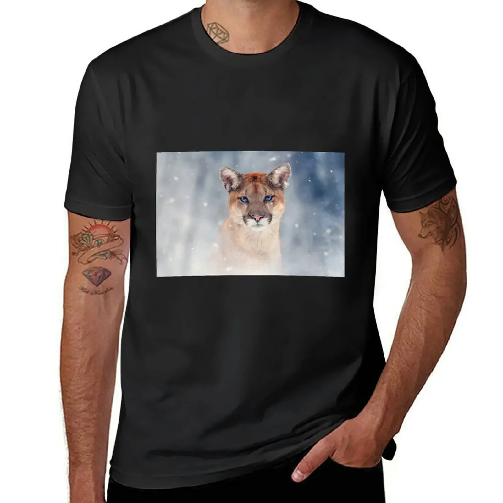 

Mountain Lion Cub in the Snow T-Shirt graphic t shirts Louboutins mens graphic t-shirts hip hop