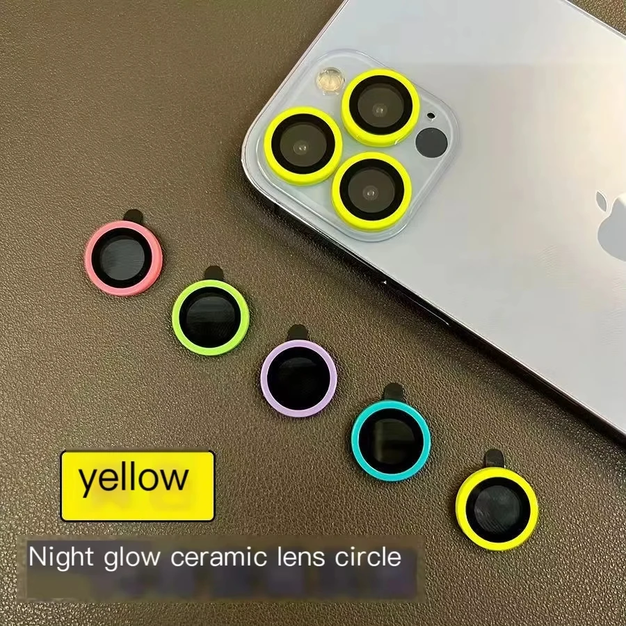 

2-3 Pcs For iPhone 16 15 14 Pro Max 11 13 12 Mini 17 Luminous Camera Protector Ceramic Lens Ring Tempered Glass Back Lens Cover