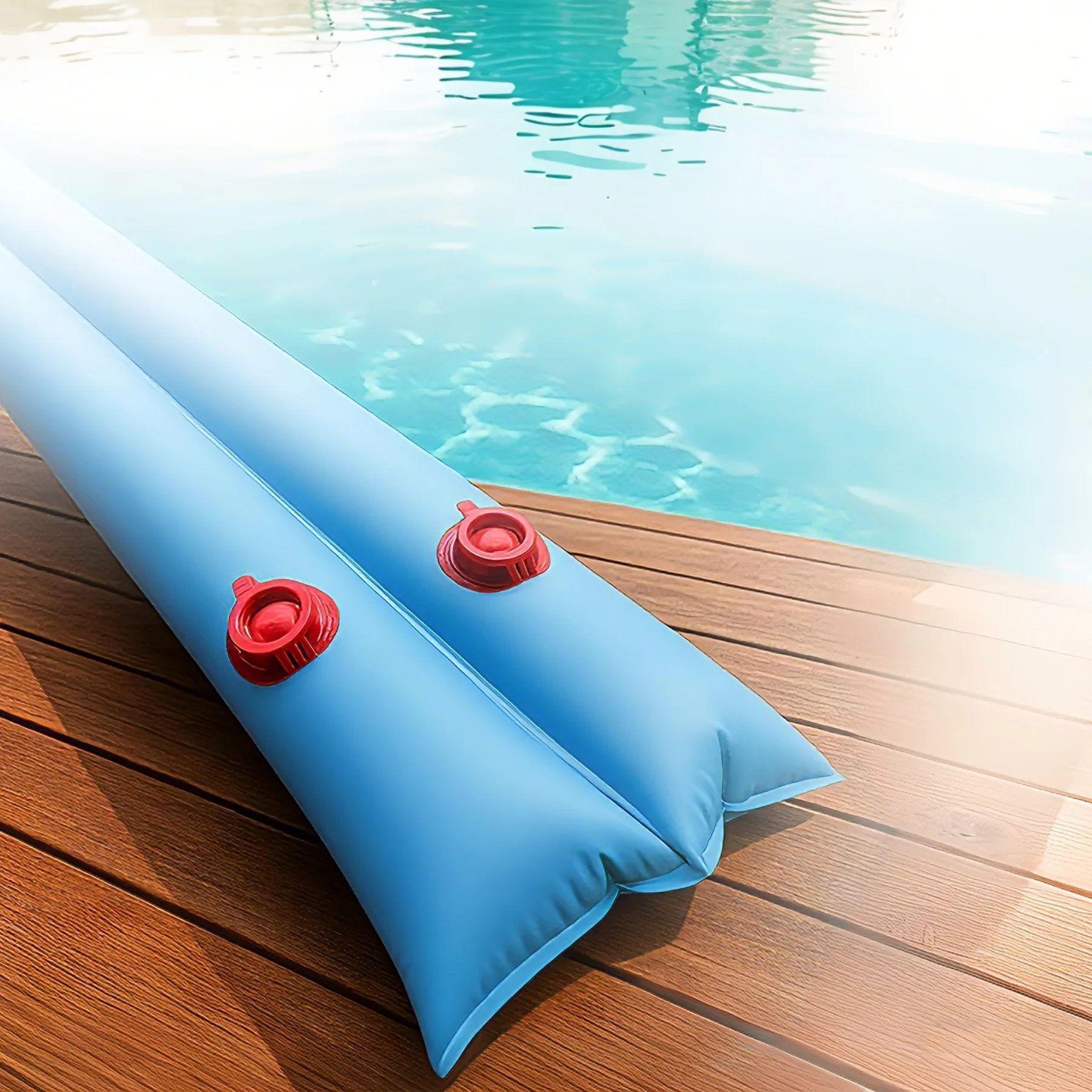 Double Chamber Pool Water Bags, 4ft/8ft Heavy Duty Water Tubes, Winter Pool Cover Weights for Inground Pool Cover Accessories