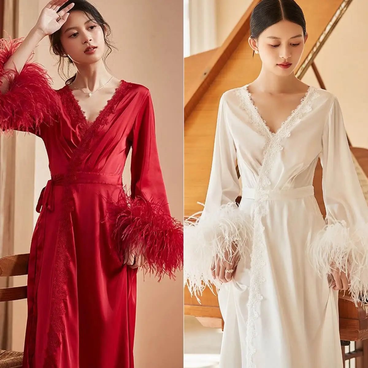 

Exquisite Pajamas Dresses Women Robe Nightgown Appliques Backless Bathrobe Maternity Dressing Gown for Photography Custom Made