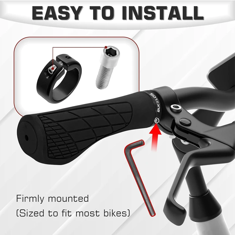 BUCKLOS MTB 핸들 바 그립 인체 공학적 편안한 산악 자전거 Lokc 그립 자전거 부드러운 고무 핸들 바 그립 자전거 ...