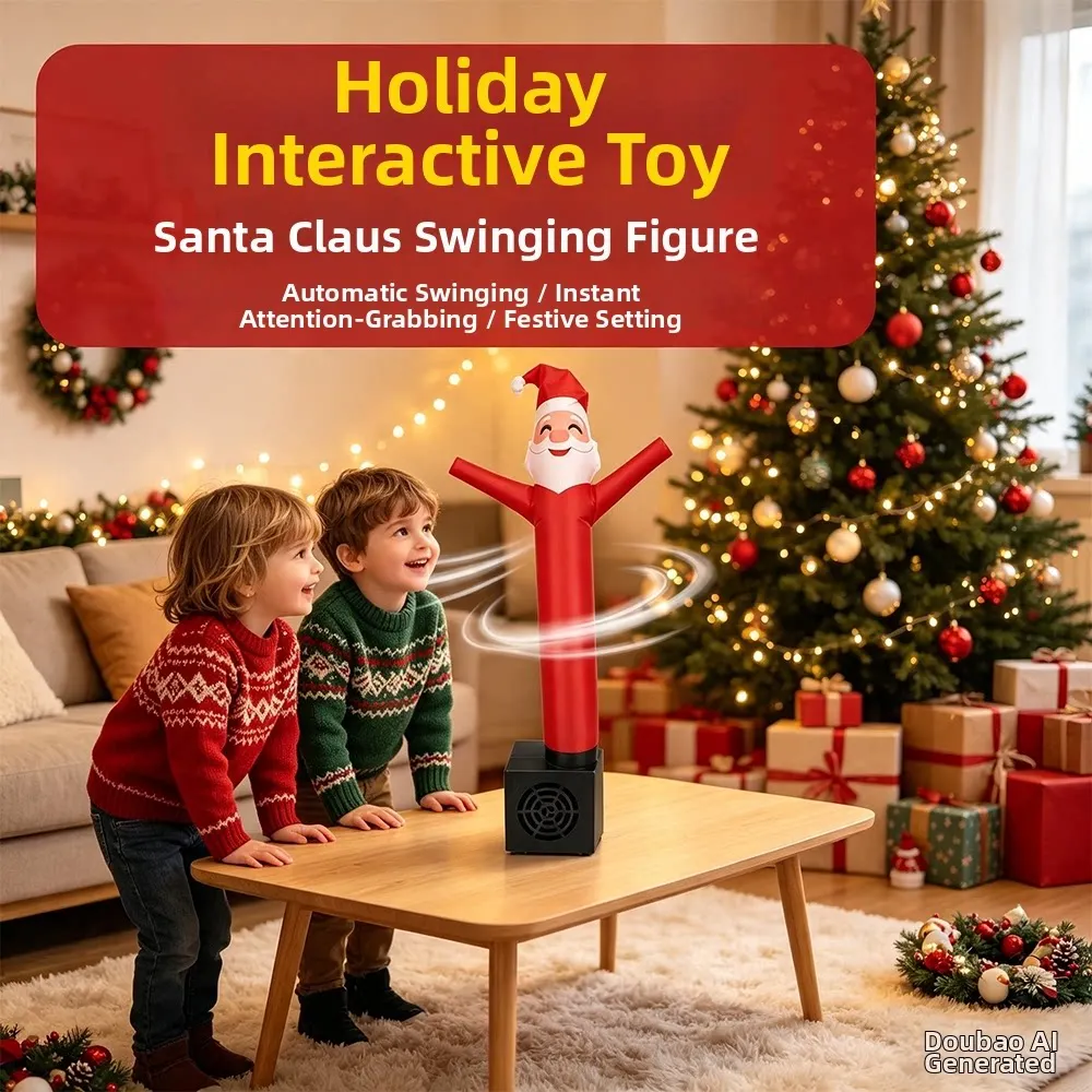 Christmas Desktop Inflatable Wavy Man Santa Claus Nutcracker Air Dancer Toy Mini Air Puppet for Tabletop Christmas Home Party