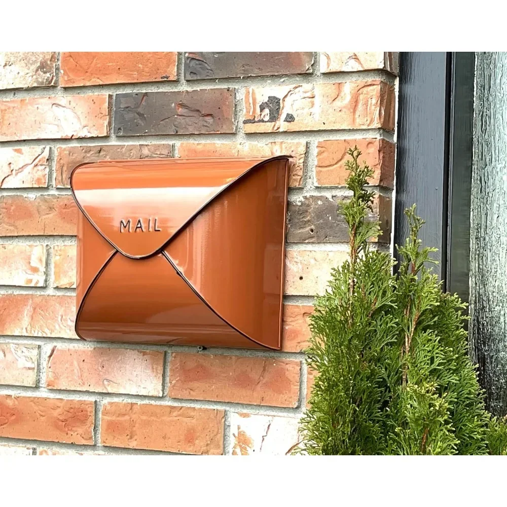 Durable Terracotta Envelope Wall Mount Mailbox with Maximum Rust Protection for Outdoor Use