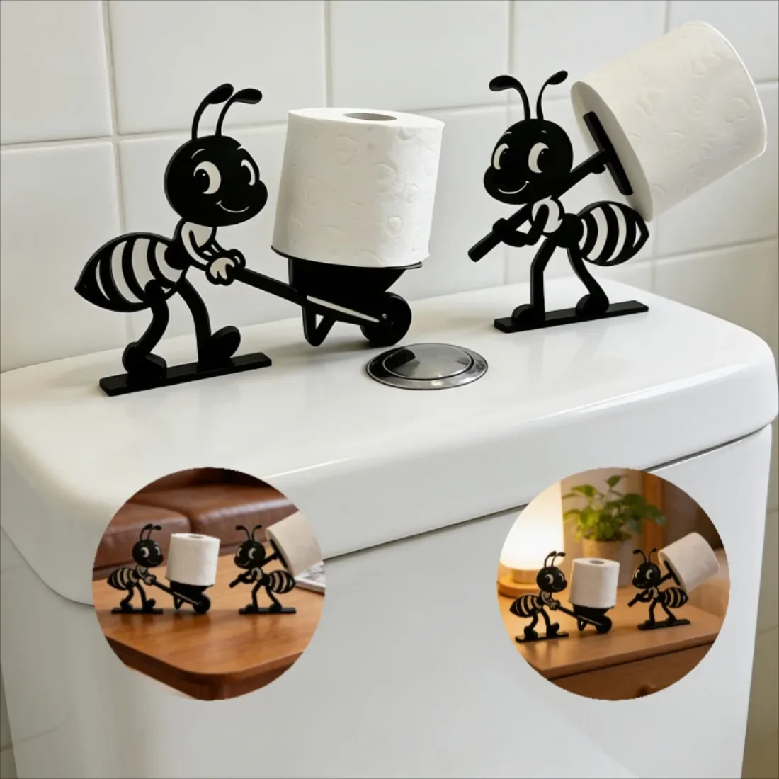 

Set of 2 new ant-shaped tissue holders, perfect as versatile decorative storage for toilet paper in the bathroom or living room