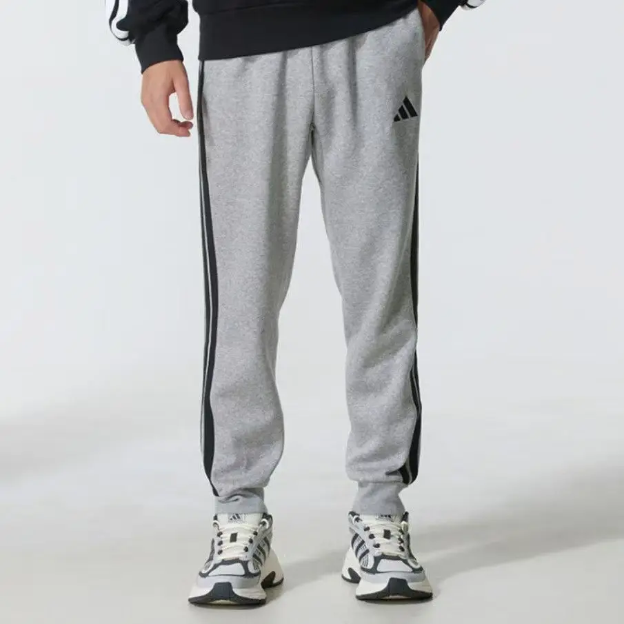 Adidas m 3S Fl Tc Pt Men's Sports Pants, Comfortable, Soft, Versatile, Simple, Casual, Striped, Mid-Waist, Jogger-Style, Knit, Medium Gray Je6318