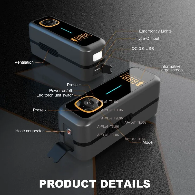 

Portable Digital Tire Inflator Air Pump for Car Motorcycle Bicycle Electric Vehicle with Pressure Gauge