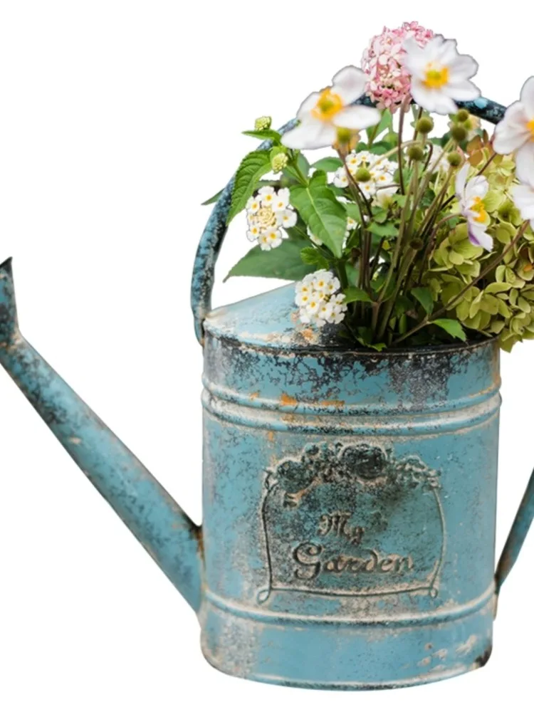 Flower Pot Water Bottle Gardening Tin Retro Nostalgic Decorative Ornament Flower Pots Garden Planting