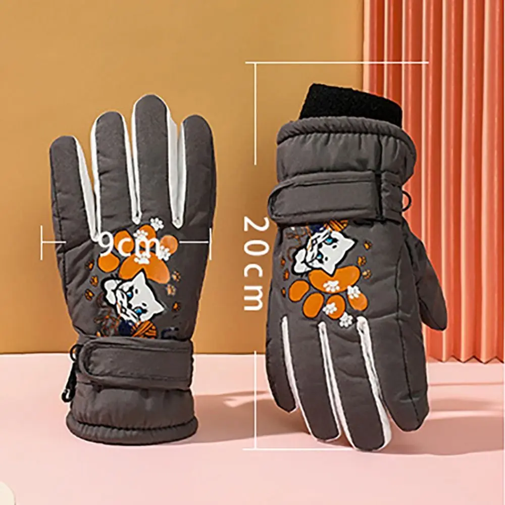 Waterproof Children Winter Ski Gloves Finger Warmer Snow Snowboard Thicken Mittens Anti-slip 5-10 Years Old Kids Glove