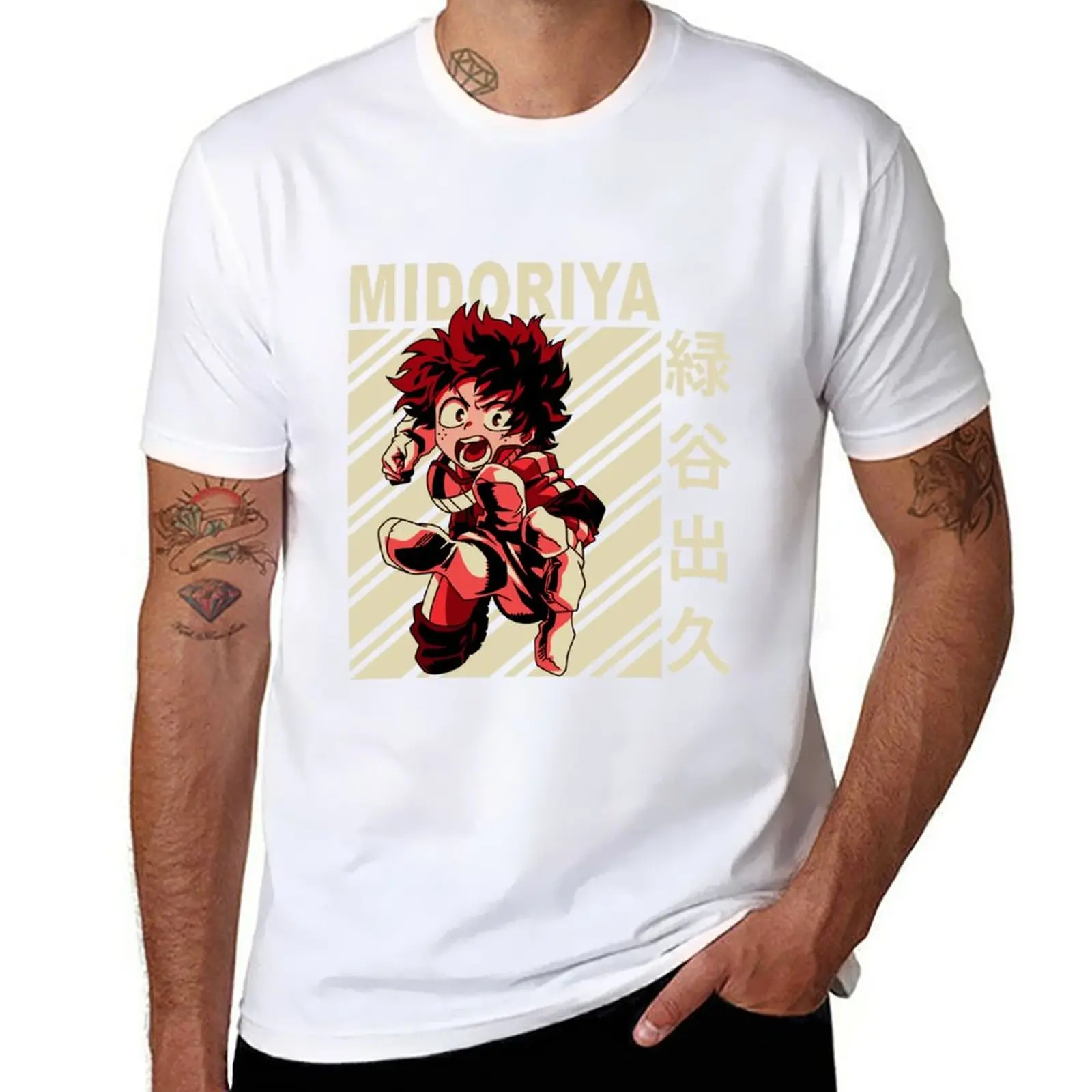 

Новинка Midoriya izuku-винтажная художественная футболка на заказ корейская модная черная футболка мужские тренировочные футболки