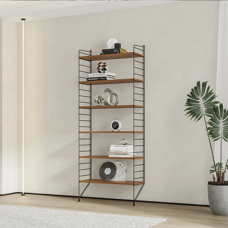 Nordic upper wall string shelf adjustable layered baffle floor storage rack multifunctional bookshelf display rack