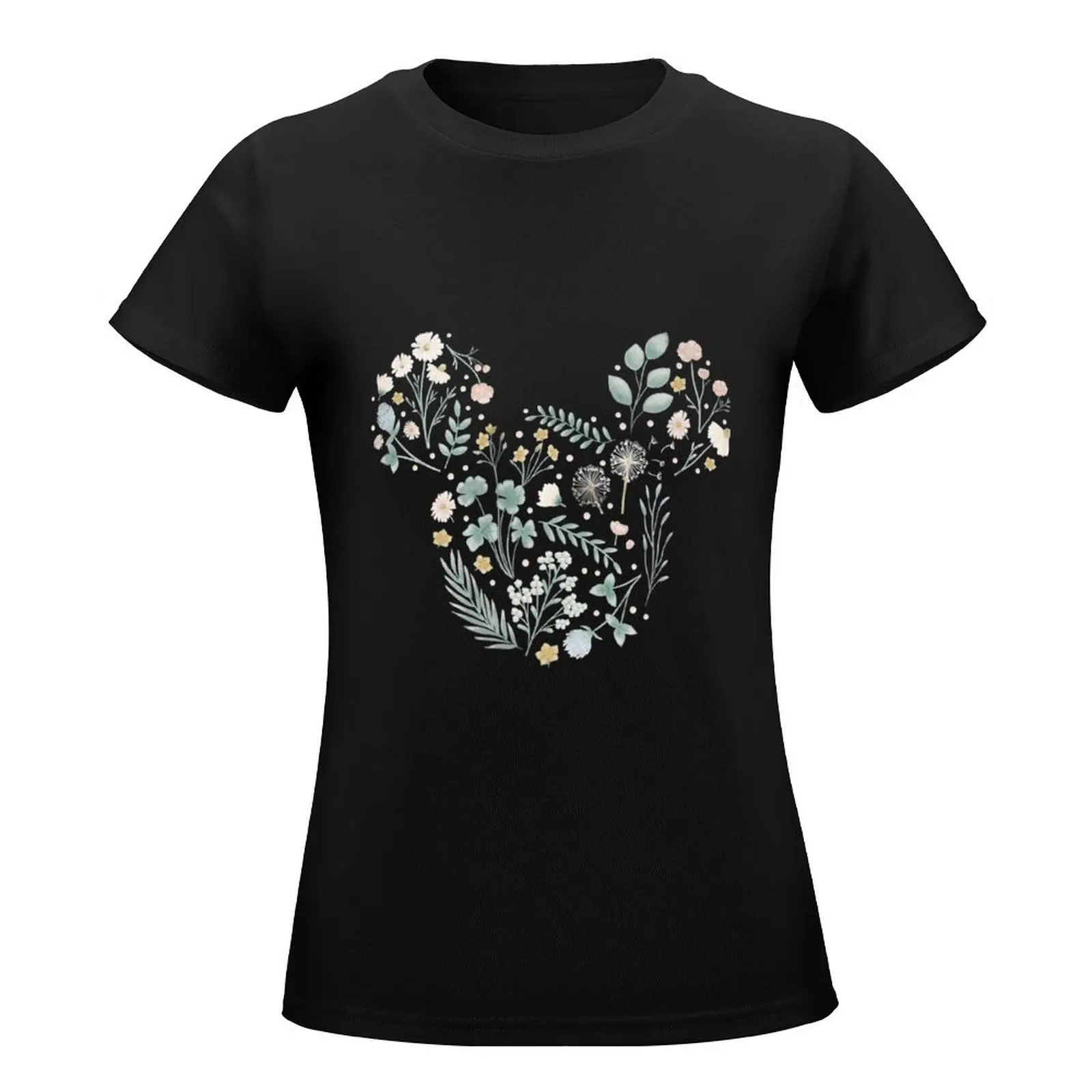 Mouse Icon Spring Flowers T-Shirt female quick-drying Womens graphic t shirts