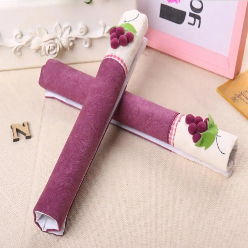 1 Pair Cloth Handle Cover Fridge Handle Gloves Branch Grape Pattern Double-door Fridge Door Handle Sleeve Refrigerator Grip Wrap