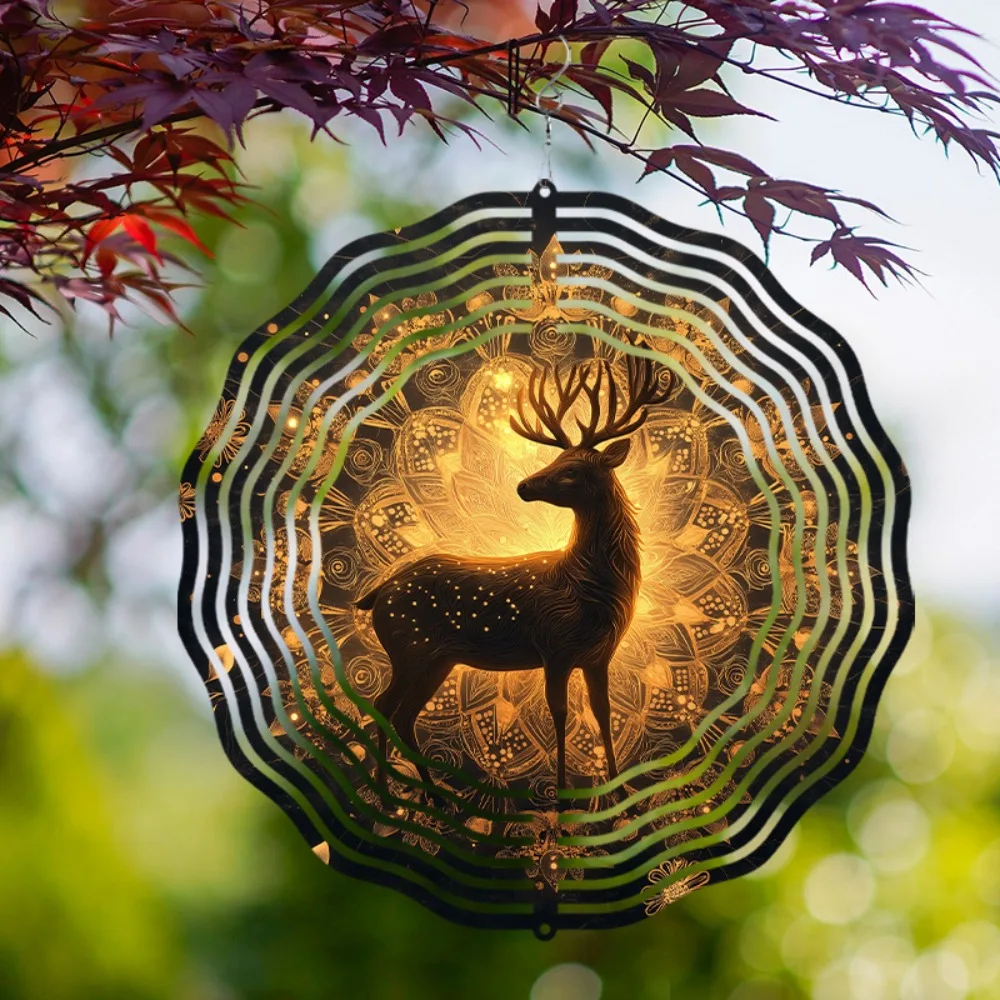 

Metal Deer Wind Chimes 360 Rotating Garden Art Boho Hanging Decor