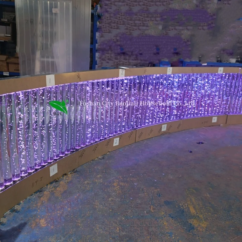Modern Color Changing Led Dancing Fountain Acrylic Water Bubble Wall Salon Decoration
